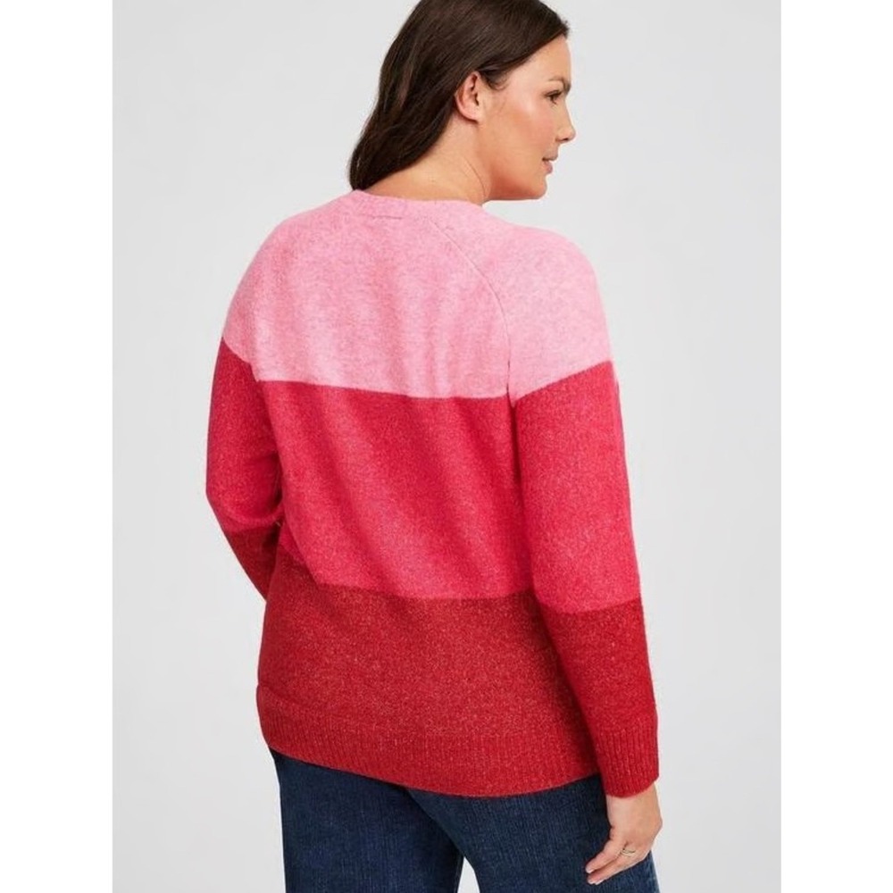 Torrid Colorblock Sweater 00 Pink Red M/L 10 - Picture 2 of 7